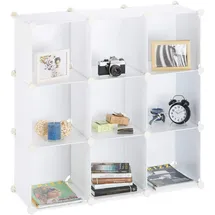 Relaxdays Regalsystem 9 Fächer, Raumteiler Kunststoff, Standregal offen, Badregal DIY, HBT: 95 x 95 x 32 cm, weiß