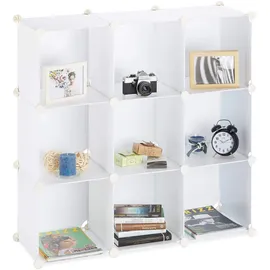 Relaxdays Regalsystem 9 Fächer, Raumteiler Kunststoff, Standregal offen, Badregal DIY, HBT: 95 x 95 x 32 cm, weiß