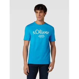 s.Oliver T-Shirt mit Label-Print, Tuerkis, L