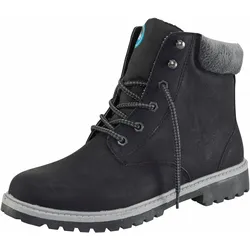 Schnürboots POLARINO "Kalmar W", Damen, Gr. 39, schwarz (schwarz, grau), Synthetik, sportlich, Schuhe Schnürboots Winterboots, Schnürboots, Stiefel mit Blockabsatz