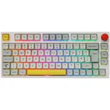 EPOMAKER TH80 PRO ISO(UK) Hot Swap RGB 2.4Ghz/Bluetooth Mechanische Tastatur mit PBT Tastenkappen, Knopfsteuerung für PC/Mac/PS4/PS5/Xbox (Theory, EPOMAKER Flamingo Linear)