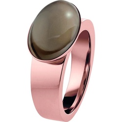 Xen, Ring, Ring mit 16x11mm großen Rauchquarz rosè vergoldet, (50, Edelstahl)