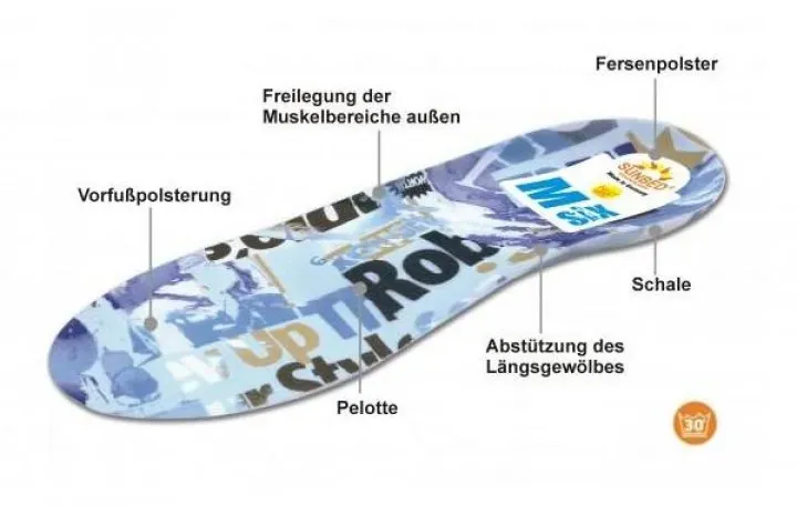 Sunbed Six Schuheinlagen 38 blau combi