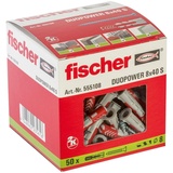 Fischer DUOPOWER 8 x 40 S 2-Komponenten-Dübel, Kunststoffdübel zur Befestigung in Beton, Ziegeln, Stein, Gipskarton uvm., 50 Stück)