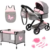 Bayer Kombi-Puppenwagen Xeo Mega, grau/rosa«, set