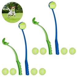 relaxdays Ballschleuder 4 x Ballschleuder für Hunde blau|gelb|grün