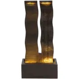 Beliani - Gartenbrunnen Braun aus Harz mit led Beleuchtung Wasserfall Wasserwand Modernes Design Gartendekoration