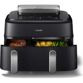 Philips 5000 Series Steam Airfryer Dual Basket NA551/00 Schwarz 