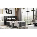 Polsterbett ZOJA – 180x200, Graphit + GRATIS Matratzenauflage - Grau
