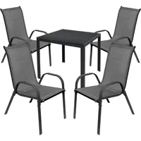 Mojawo Gartengarnitur 5-teilig 80x80cm Non-Wood Anthrazit