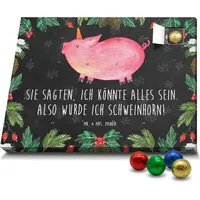 Mr. & Mrs. Panda Schoko Adventskalender Einhorn Schwein - Schwarz - Geschenk, Unicorn, english, Einhörner, Einhorn Deko, Schokoladen Adventskalend... - Schwarz