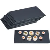 Relaxdays Schieferplatte, 8er Set, rechteckige Servierplatte, 26 x 16 cm, für Käse, Sushi, Desserts, Buffet, anthrazit