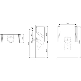 Laufen VAL Urinal-Trennwand, 370x75x690mm, H8472807580001, Farbe: Graphit matt