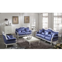 JVmoebel Sofa Barock Rokoko Sofagarnitur Garnitur Couch Sofas Polster 3+1 Set, Made in Europe blau