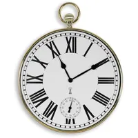 Design Wanduhr - Style Taschenuhr Vintage - Große römische Zahlen - Leicht lesbar - Funkgesteuert - Ø 30 cm - Für Küche, Wohnzimmer, Schlafzimmer - Vergoldet