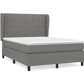vidaXL Boxspringbett mit Matratze Dunkelgrau 140x200 cm Stoff