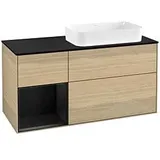 Villeroy & Boch Finion Waschtischunterschrank F682PDPC 120x60,3x50,1cm, Regal links Black matt lacquer, Oak Veneer