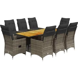 vidaXL Garten-Essgruppe 9-tlg. Grau