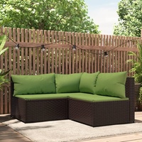 Yolola Balkonmöbel Lounge Kleiner Balkon 3-TLG. Gartensofa Set mit Kissen Balkonmöbel Set Braun und Grün Rattan Gartenmöbel Set Lounge Balkonsofa mit Eckteil + 2X Mittelteil