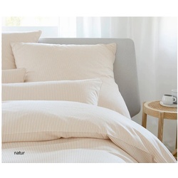 Elegante Bettwäsche Hamburger Streifen - 155x220 cm + 40x80 cm natur