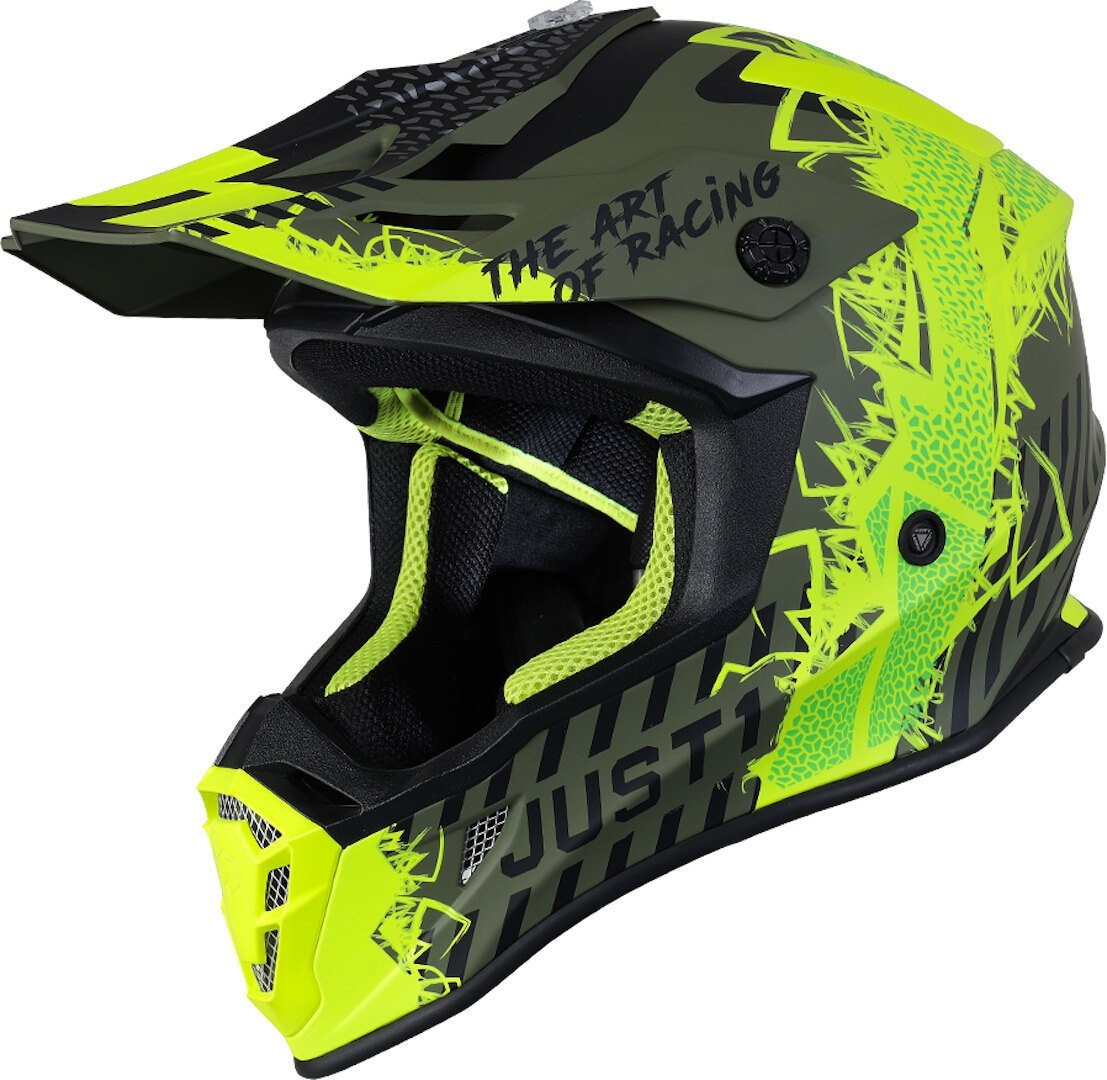 Just1 J38 Mask Motorcross Helm, groen-geel, XS Voorman