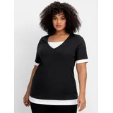 sheego 2-in-1-Shirt in schwarz-weiß | Gr.: 48/50