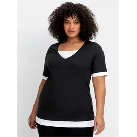 sheego 2-in-1-Shirt in schwarz-weiß | Gr.: 48/50