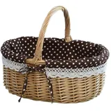 Cabilock Küchenkorb Faltkorb Seegras Blumenkorb Weidenkorb - Korbkorb mit Futter Weidenkorb Größe L (Kaffeefarbe in Primärfarbe mit Weißen Punkten) Küchenkorb Kosmetik Speicher Faltkorb