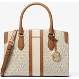 MK Henkeltasche Becca Medium mit Signature-Logomuster und Streifen - Natur - Michael Kors - ONE SIZE