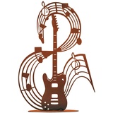 Gitarre mit Noten im Rost Design H: 43 cm - Musik Rostfigur für den Garten, Gartendeko, Metalldeko