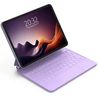 GOOJODOQ für iPad Pro 11/iPad Air 5/4 Tastatur Hülle, Schwebendes Magnetisches Design mit Trackpad, QWERTZ-Layout 7 Farbige Beleuchtete Tastatur für iPad Pro 11"/ iPad Air 5./4.Generation, Lila