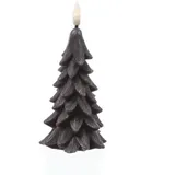 MARELIDA LED Kerze Tannenbaum Weihnachtsbaum Echtwachs H: 16cm grau