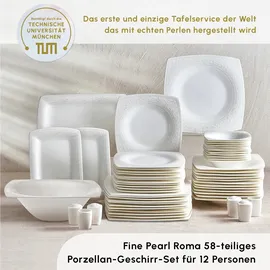KARACA Fine Pearl Roma Geschirrset 58-tlg. 12 Personen quadratisch