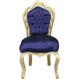 Casa Padrino Barock Esszimmerstuhl Royal Blau / Gold ohne Armlehnen Mod2 - Blau