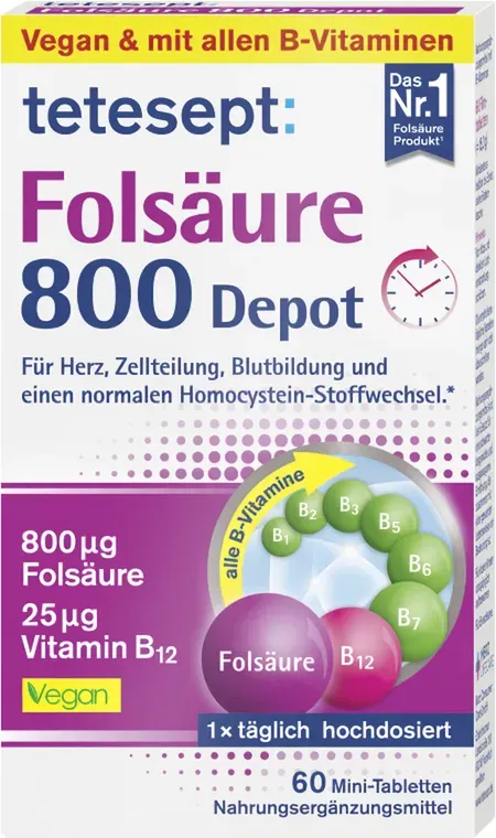 Tetesept Folsäure 800 Depot 60 Tabletten