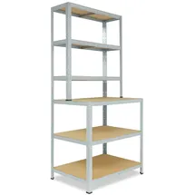 shelfplaza HOME 190x100x60 cm Werkbank Regal in verzinkt mit 6 Böden und 145 kg Traglast pro Boden