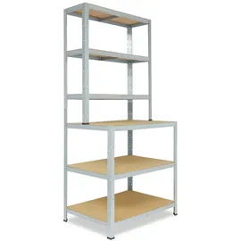shelfplaza HOME 190x100x60 cm Werkbank Regal in verzinkt mit 6 Böden und 145 kg Traglast pro Boden