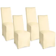 Beautissu Stuhlhusse Bankett Stuhlhussen 4er Set Leona, 45x90cm, Ecru, legante Stretch Hussen für Stühle -Elastische Stuhl Überzüge beige