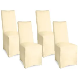 Beautissu Stuhlhusse Bankett Stuhlhussen 4er Set Leona, 45x90cm, Ecru, legante Stretch Hussen für Stühle -Elastische Stuhl Überzüge beige