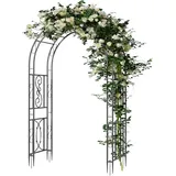 unho Rosenbogen unho Rosenbogen mit 12 Erdspießen, 134x59x215 cm, Stabiler Rankhilfe Torbogen für Kletterpflanzen schwarz
