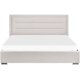 Beliani Bett mit Stauraum Stoff ROUEN 180 x 200 cm Hellbeige