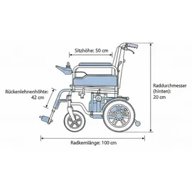 ECONELO Elektrorollstuhl SL-LYD0012 Doppel-Motor 2 × 250W Blau