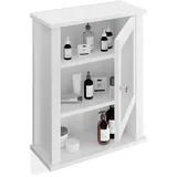 Relaxdays Badschrank, hängend, 3 Fächer, Tür mit Acrylglas, geringe Tiefe, HBT: 52 x 42 x 18 cm, Hängeschrank Wand, weiß