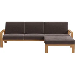 Ecksofa SIT & MORE "Kolding L-Form", braun, B:264cm H:91cm T:178cm, 100% Polyester, Sofas, Armlehnen aus eichefarbigem Buchenholz, verschiedene Bezüge und Farben