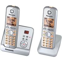 Panasonic KX-TG6722GS Duo Schnurlostelefon (4,6 cm (1,8 Zoll) Display, Smart-Taste, Freisprechen, Anrufbeantworter) perlsilber