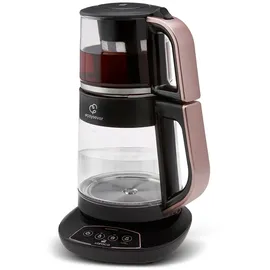 KARACA Çaysever 3-in-1 Glas-Teemaschine, Wasserkocher mit 1700W, Rosegold