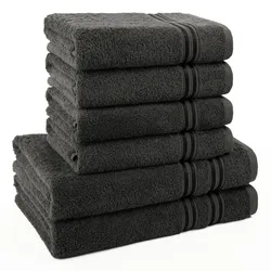 Handtuch Set HAMMETEX "6-teiliges Handtuch Set, 100% Baumwolle, Weich & Saugstark", grau (antrasit), 6 tlg., Frottier, Obermaterial: 100% Baumwolle, Handtuch-Sets, mit Bordüre, einfarbig, weich