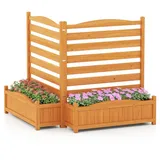 Costway Blumenkasten mit Gartenzaun 101 x 100 cm Gelb/Holz