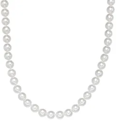 Yokoamii Perlen-Kette aus Metall-Legierung in Silber mit Muschelkernperle Ketten   Damen 