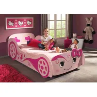 Autobett inkl Matratze 90x200 Rennauto Car Kinderbett Lattenrost Rennwagen rosa